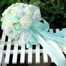 So 72 mint flowers comes in 12 bundles. 5 Colors Mint Green Artificial Flowers Wedding Bridesmaid Bouquets 2016 Romantic Wedding B Mint Green Wedding Bouquets Green Wedding Bouquet Wedding Mint Green