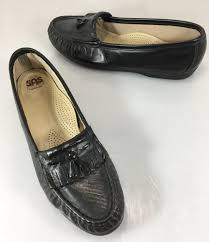 Sas Womens 10 W Black Leather Kiltie Loafers Slip On Shoes Made In Usa Slip On Shoes Loafers Shoes