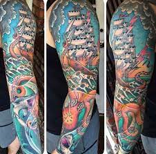 Traditional ocean themed tattoo sleeve. 100 Tattoos Ideas Tattoos Tattoo Sleeve Men Tattoos For Guys
