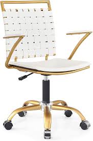 White seldon 27.6'' wide barrel chair. Amazonsmile Luxmod White And Gold Desk Chair Adjustable Swivel Chair With Golden Armrest Home Office Chair With Dur Home Office Chairs Gold Desk Chair Chair