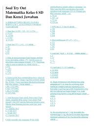 Soal try out mtk kelas 12. Soal Try Out Matematika Kelas 6 Sd Dan Kunci Jawaban