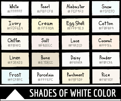 White is a monochromatic color that goes well with primary, secondary, and tertiary colors. 22 Shades Of White Color With Names Hex Rgb Cmyk Codes