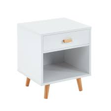 paulina table de chevet enfant scandinave blanc laque mat pieds en bois pin massif l 40 cm achat v table de chevet enfant chevet enfant table de chevet