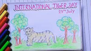 International women's day drawing c. Internationaltigerday International Tiger Day Drawing Poster For Kids Step By Step Pencil Art Youtube
