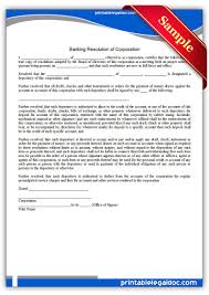 Banking Resolution Of Corporation Legal Forms Banking Escrow