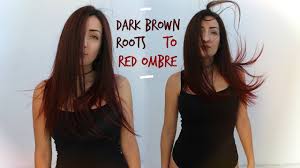 Red ombré hair color idea #2: Dark Brown Roots To Red Ombre Maria Pol Youtube
