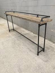 Rustic Gray Reclaimed Barn Wood Sofa Bar Table 8 Foot Etsy Wood Bar Table Wood Sofa Wood Sofa Table