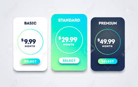 Vector Pricing Table Set Design For Business Price Plan Web