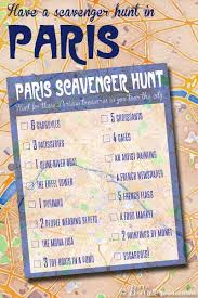You can create different scavenger hunts for different trips. Free Printable Travel Game Paris Scavenger Hunt Travel Games Paris City Guide Kids Travel Guide