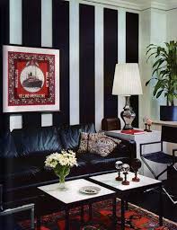 Black And White Striped Wallpaper Nz Black And White Upholstered Upholstery Striped Walls Black Living Room
