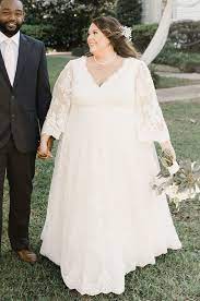 A Line With V Neck Long Sleeves And Floral Applique Wedding Dress Anomalie Online Wedding Dress Online Wedding Dress Wedding Dresses Amazing Wedding Dress