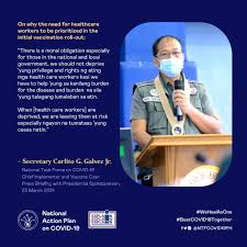 Maybe you would like to learn more about one of these? National Task Force Against Covid19 On Twitter Look Sec Carlito Galvez Ntf Against Covid 19 Chief Implementer And Vaccine Czar Maintains That The Health Care Workers Remain To Be The Priority In The
