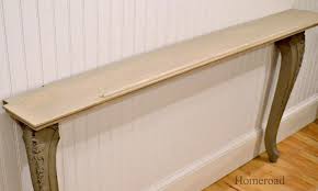 Two Recycled Table Legs And A Wall Shelf Become A Narrow Wall Or Sofa Table Foyer Decorating Decor Skinny Bedside Table