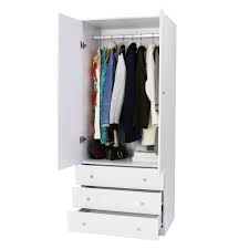 Likewise, a wardrobe armoire or armoire dresser in the guest room provides a warm welcome for those visiting your home. Kinbor Two Door Wardrobe Cabinet Armoire With Three Drawers And Hanging Rod White Bedroom Closet Storage Wardrobe Cabinet Wardrobe Closet Storage