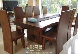 Set Kursi Makan Kayu Solid Ini Dibuat Dengan Bahan Kayu Trembesi Solid Atau Tanpa Sambunga Wood Dining Room Furniture Solid Wood Dining Chairs Wood Dining Room
