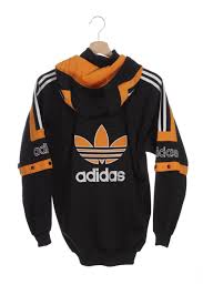 Adidas Black And Orange Jacket Vintage 90s Adidas Trefoil Adibreak Tracksuit Top Hooded Jacket Big Logo Spell Out Color Block Black Orange Size 164 By Va Tracksuit Tops Adidas Adidas Trefoil