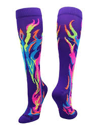Softball Socks With Flames For Girls Or Boys Women Or Men Over The Calf Socks Flame Socks Calf Socks