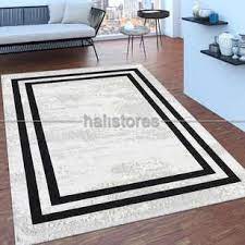 beyaz siyah cerceveli hali pierre cardin monet mt20b halistores com halilar pierre cardin monet