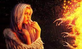 Classic, feature, straight, blondes starring: Hd Wallpaper Platinum Blonde Fire Fantasy Art Miranda Hedman Artwork Wallpaper Flare