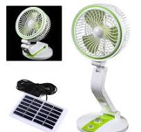 18" Portable Solar Power Fan with LED Light - Rechargeable & Adjustable