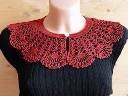 Red Crochet Lace Collar Detachable Peter Pan Collar Necklace Removable Evening Dress Collar In 2020 Crochet Lace Collar Lace Collar Crochet