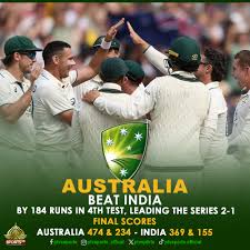 PTV Sports Official - Australia beat India by 184 runs in 4th test, leading  the series 2-1 India have already lost their chances of reaching the final  of #WTC25 Final scores: Australia