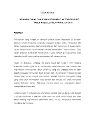 3.0 objektif kajian 3.1 objektif am meningkatkan peratus kelulusan matematik tahun 5 aktif 3.2 objektif khusus 3.2.1 murid dapat menguasai operasi darab gengan menggunakan kaedah darab guna jari. Kajian Tindakan Panitia Matematik Skpp9 2 2009