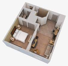 Afinal, uma casa de 3 quartos pode ser simples, mas também pode ser puro luxo. One King Bed Suite Plantas De Casas Pequenas Com 2 Quartos 3d Png Image Transparent Png Free Download On Seekpng