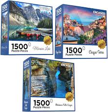 Barbie 4 x 100 piece bumper pack jigsaw puzzle. 3 Pack 1500 Piece Puzzle For Adults Set Includes Three Large Jigsaw Puzzles Dimensions 24x30in Moraine Glacial Lake Stone Falls Canyon Italian Coastal Cinque Terre Skill Level Advanced Toys Games Amazon Com