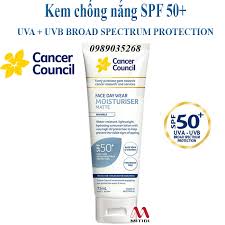 You may cover your face and neck with these products more. Kem Chá»'ng Náº¯ng Cancer Council Face Day Wear Moisturiser Matte Spf 50