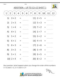 Use this printable math worksheet for first grade to help your child polish his addition skills. 1st Grade Math Worksheets Mental Addition To 12 1 Gif 1 000 1 294 Pixels First Grade Math Worksheets Math Subtraction Worksheets First Grade Worksheets