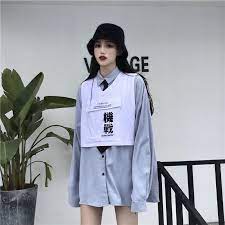ストリート系プリントショート丈ベスト ロングシャツの2点セット thời trang quần ao thời trang nữ