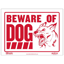 Rottweiler dog and beware sign isolated on white background. Beware Of Dog Sign Wayfair