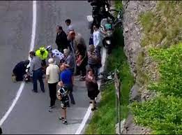 Wouter weylandt of belgium crashed during a descent and died of his injuries during the third stage of a race many consider the most dangerous of cycling's major tours. Horrific Giro D Italia Crash Sees Italian Cyclist Hospitalised Four Years After Death On Same Stage Video The Independent The Independent