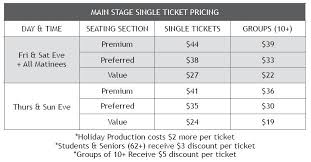 Seating Chart Ticket Prices Town Hall Arts Center