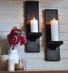 Add a warm feeling to your living. Amazon Com Local Beavers Decorative Wall Holders And Candles Sconces Wooden Wall Mounted Hanging Shelves Set Of 2 Chestnut Dark Brown Handmade