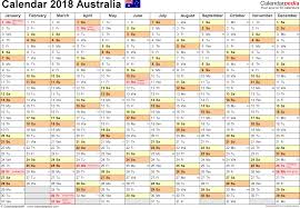 Australia Calendar 2018 - free printable PDF templates