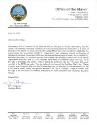 The public notice and agenda for each public meeting is posted in the lobby of this department and on the public meeting notices page. Covid 19 Information Coolidge Az
