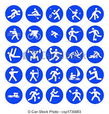 Conoce las marcas de cada deporte, disciplina y categoría por cada fase del torneo olímpico. Logos De Deportes Juegos Olimpicos Azules De Fondo Blanco Canstock