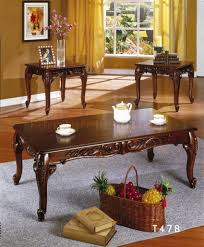 18w x 18d x 18h simple assembly required. Cherry Finish Set Of 1 Coffee 2 End Tables W Carved Details