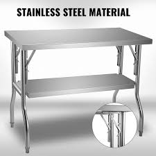 Commercial stainless steel kitchen food prep work table bench top various widths. Kitchen Work Table Heavy Duty Stainless Steel Folding Table With 772 Lbs Load Vevor Commercial Worktable Workstation 48 X 24 Inch Folding Commercial Prep Table Silver Stainless Steel Kitchen Island Food Service Equipment