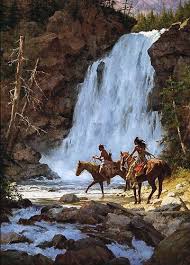 Terpning Crossing Below The Falls Native American Artwork Native American Art American Painting