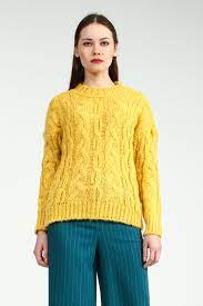 Kadin Sari Regular Bisiklet Yaka Kazak Kazak Modelleri Bayan Kazak Kombinleri Triko Kazak Triko Kazak Modelleri Kadin Kazak Or Triko Moda Moda Stilleri