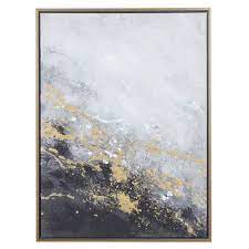 30 X 40 Rectangular Foil Abstract Corner Wall Art With Gold Wood Frame Cosmoliving By Cosmopolitan In 2021 Abstract Canvas Wall Art Abstract Wall Art Framed Canvas Art