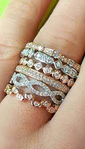 Thin Diamond Stacking Rings Unique Diamond Engagement Rings Jewelry Diamond