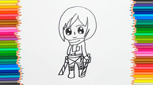 Attack on titan junior high | shingeki chuugakkou. How To Draw Mikasa Ackerman Kawaii So Cute Attack On Titan Junior High Youtube