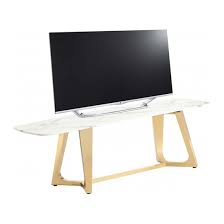 The most common gold tv stand material is metal. Veneta White Marble Tv Stand With Gold Stainless Steel Legs By Furniture In Fashion
