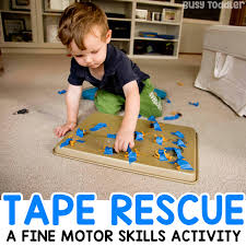 Give younger toddlers toys that produce responses to their actions. Animal Tape Rescue Activity Busy Toddler