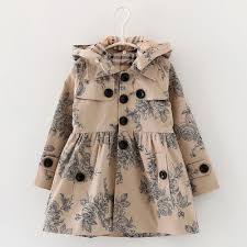 Designer Children S Girls Clothes Autumn Winter Girls Trench Coat Jacket Hat Floral Hoodies Children Jacket Coat In Girls Trench Coat Girl Coat Girl Outfits