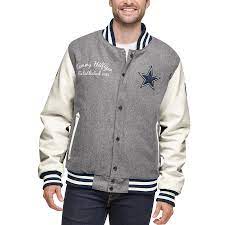 Dallas Cowboys Tommy Hilfiger Letterman Varsity Jacket Gray White